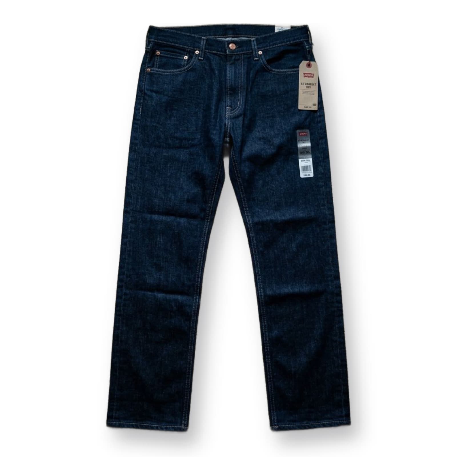 The same jeans product photo with the background removed on pure white, resized to 1600×1600 for eBay